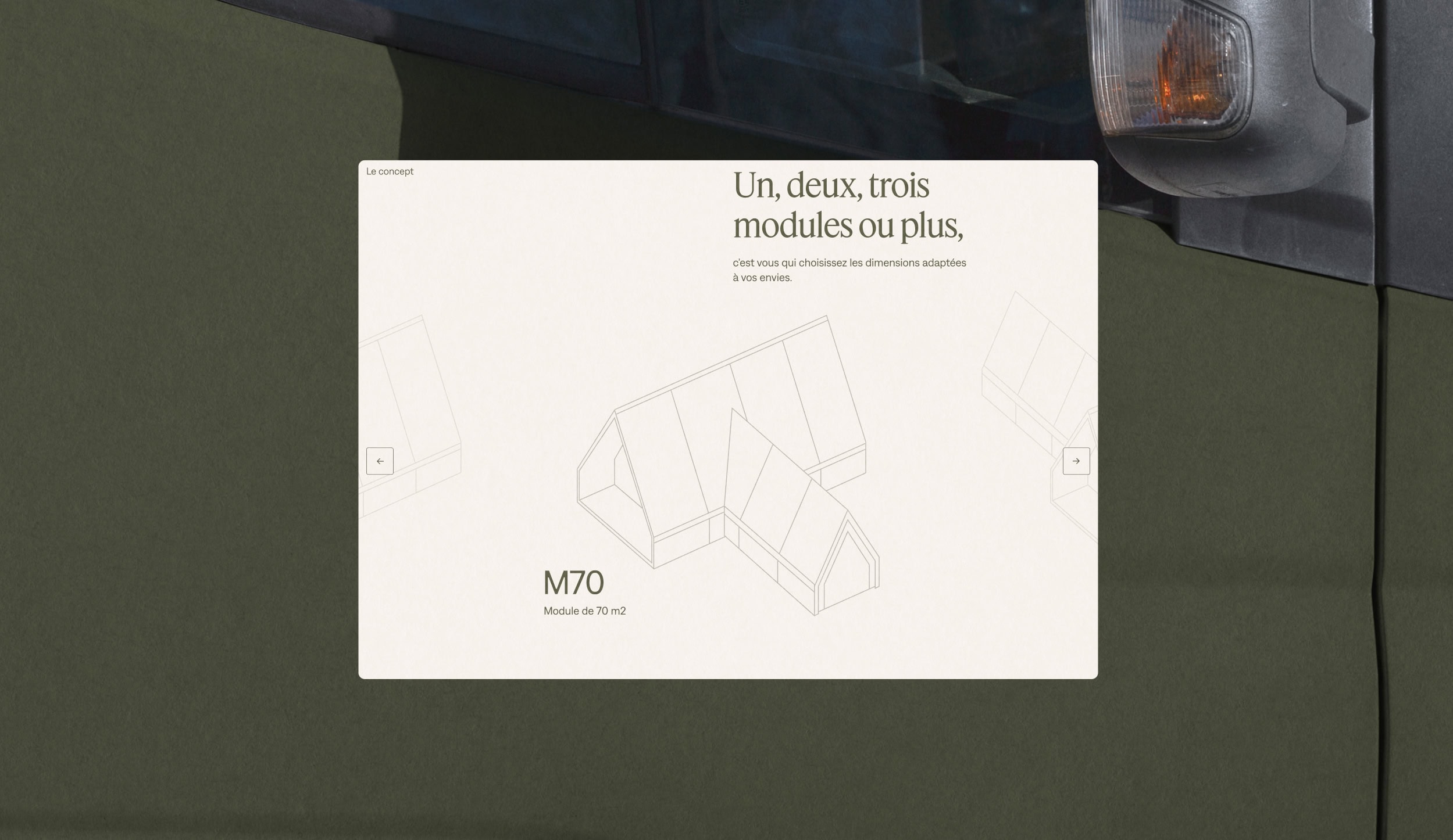 Slider design for the website branded for Tao Houses, tiny houses construction brand