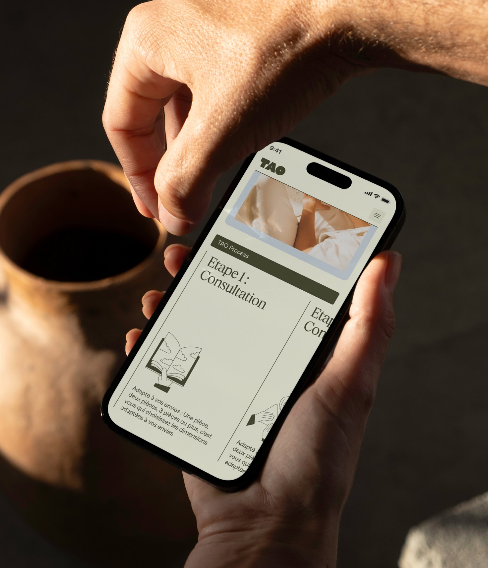 Mobile focus for the website design branded for Tao Houses, tiny houses construction brand