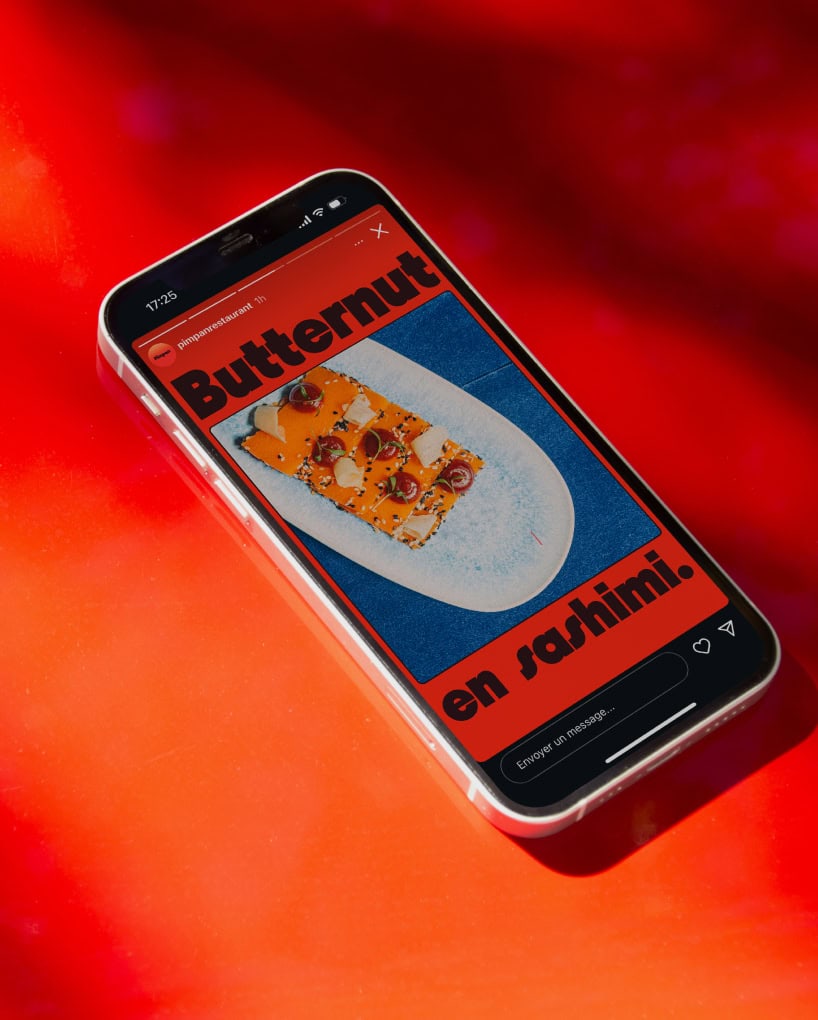 Social media Instagram story design for Pimpan restaurant in Dame des Arts Hotel in Paris