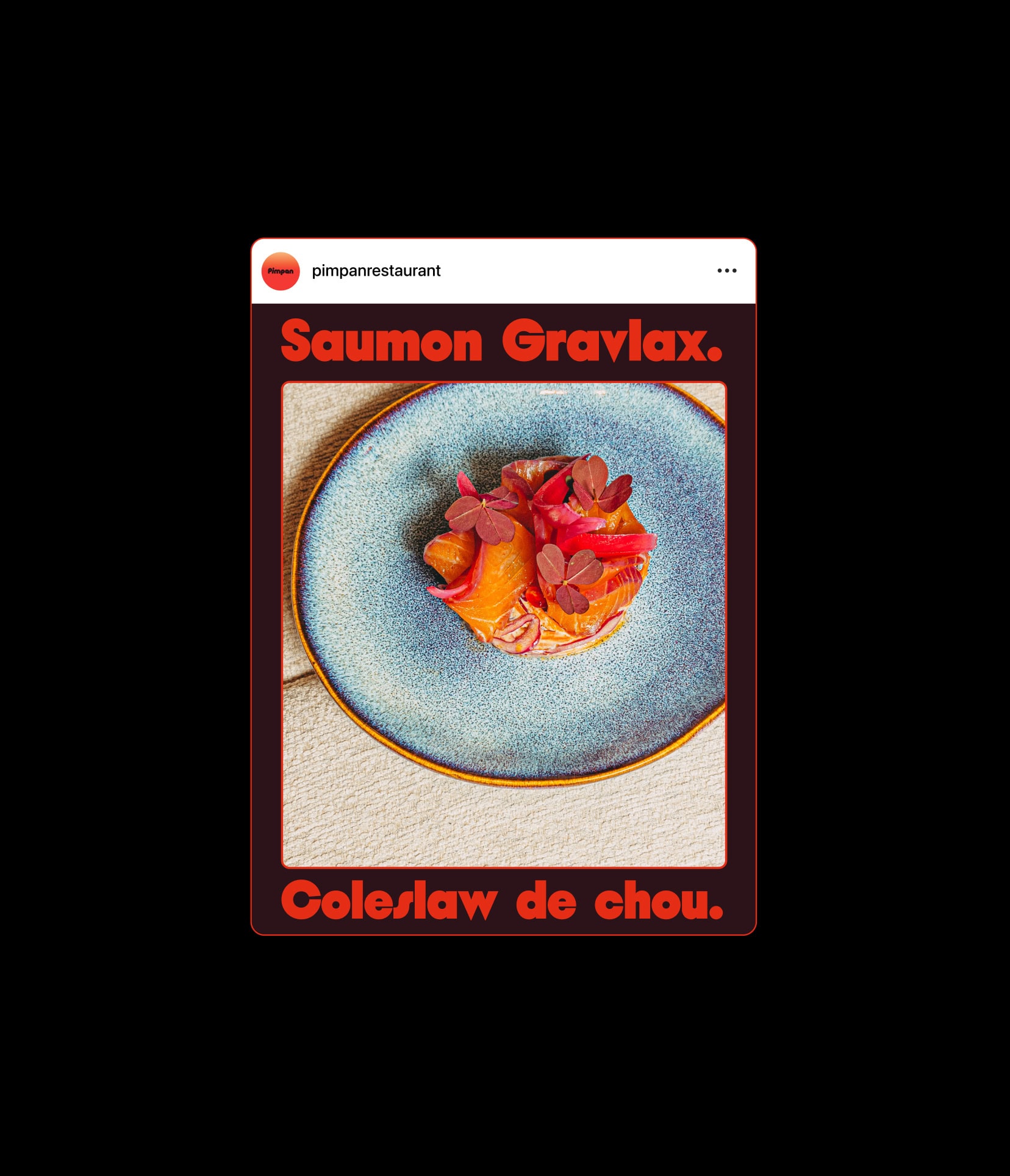 Social media Instagram post design for Pimpan restaurant in Dame des Arts Hotel in Paris