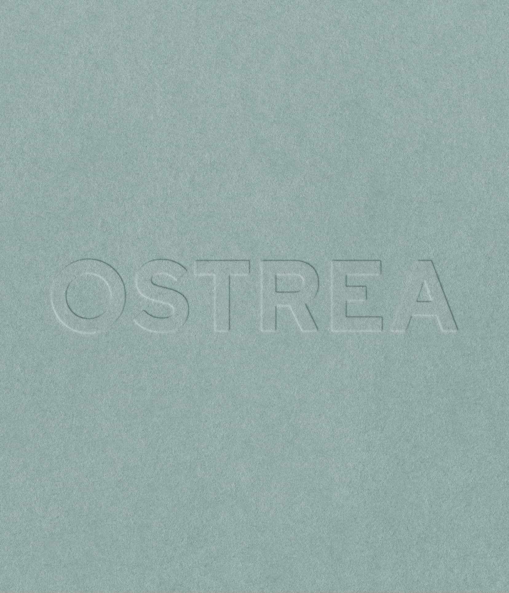 Embossed main logotype for Ostrea, materials from the sea brand