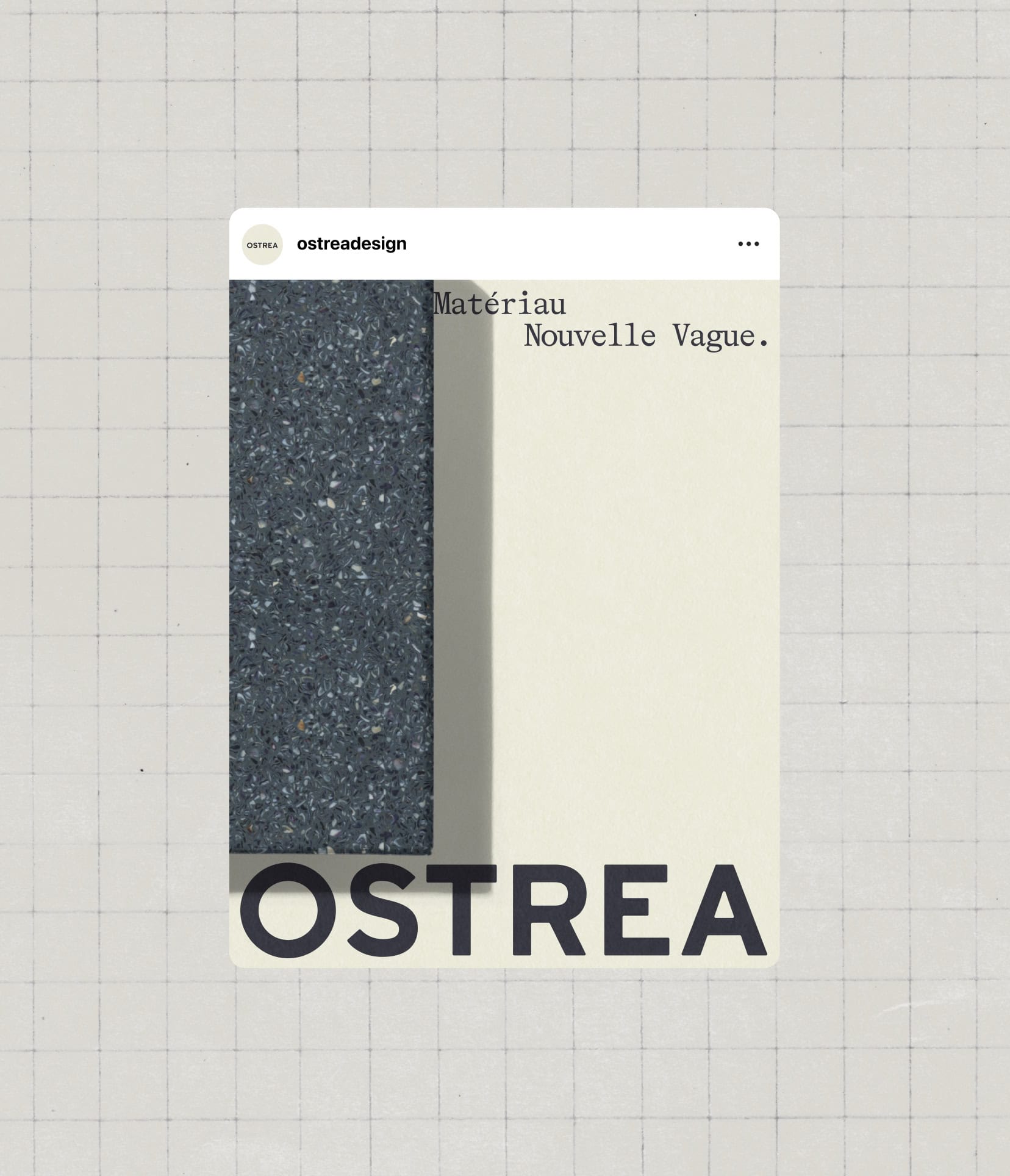 Social media Instagram post design for Ostrea, materials from the sea brand