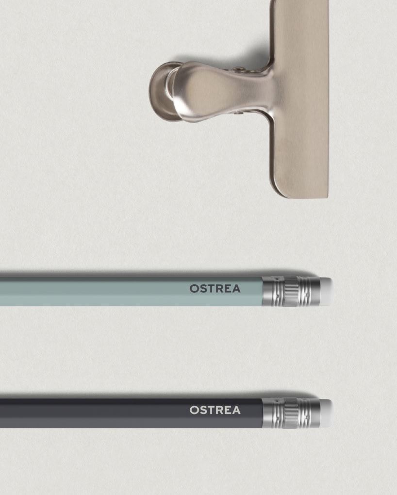 Merch pen design for Ostrea, materials from the sea brand