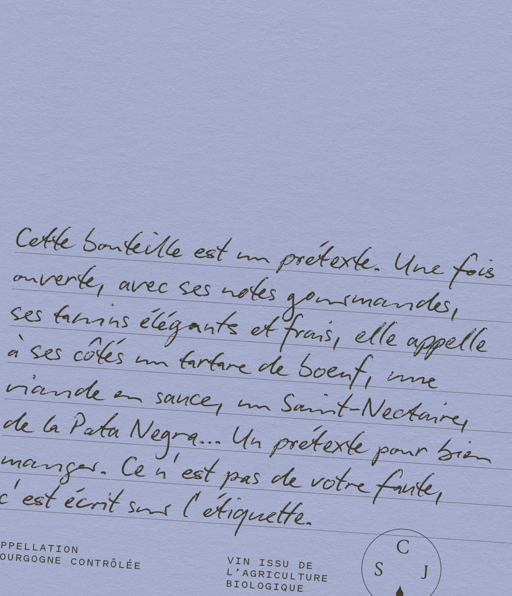 Focus on what is written in French on Pinot Noir red wine label design for Domaine Croix Saint Jacques, a Burgundy wine producer