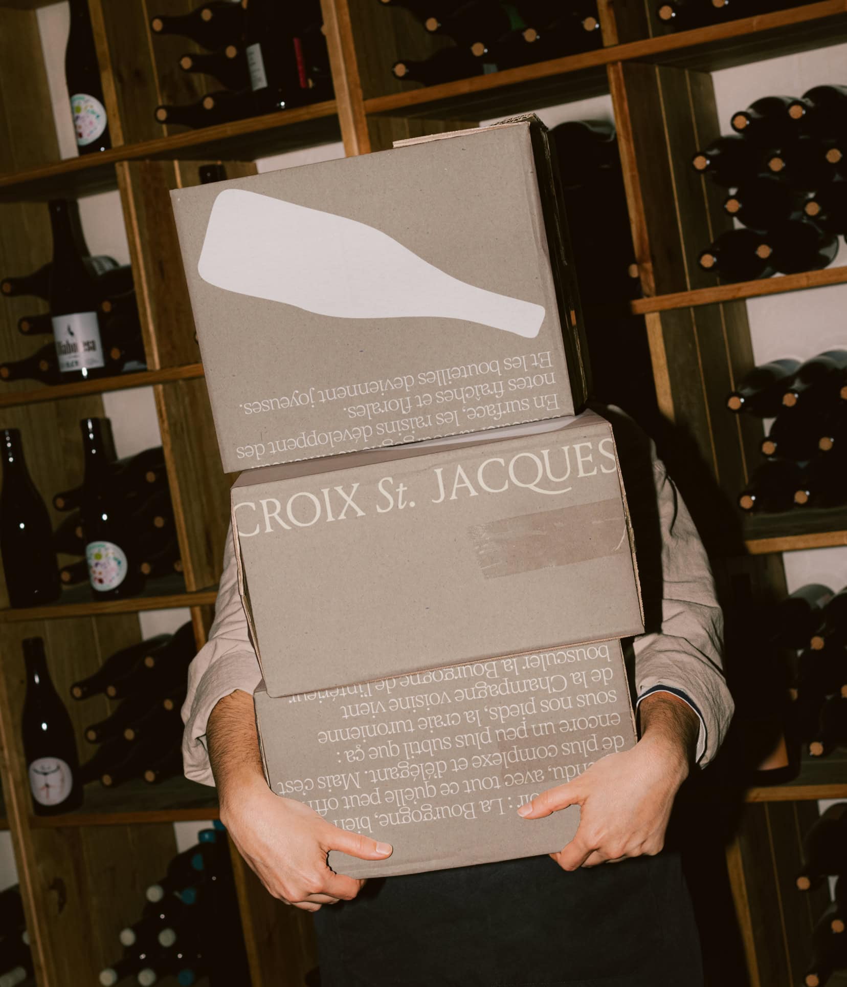 Delivery packages design for Domaine Croix Saint Jacques, a Burgundy wine producer