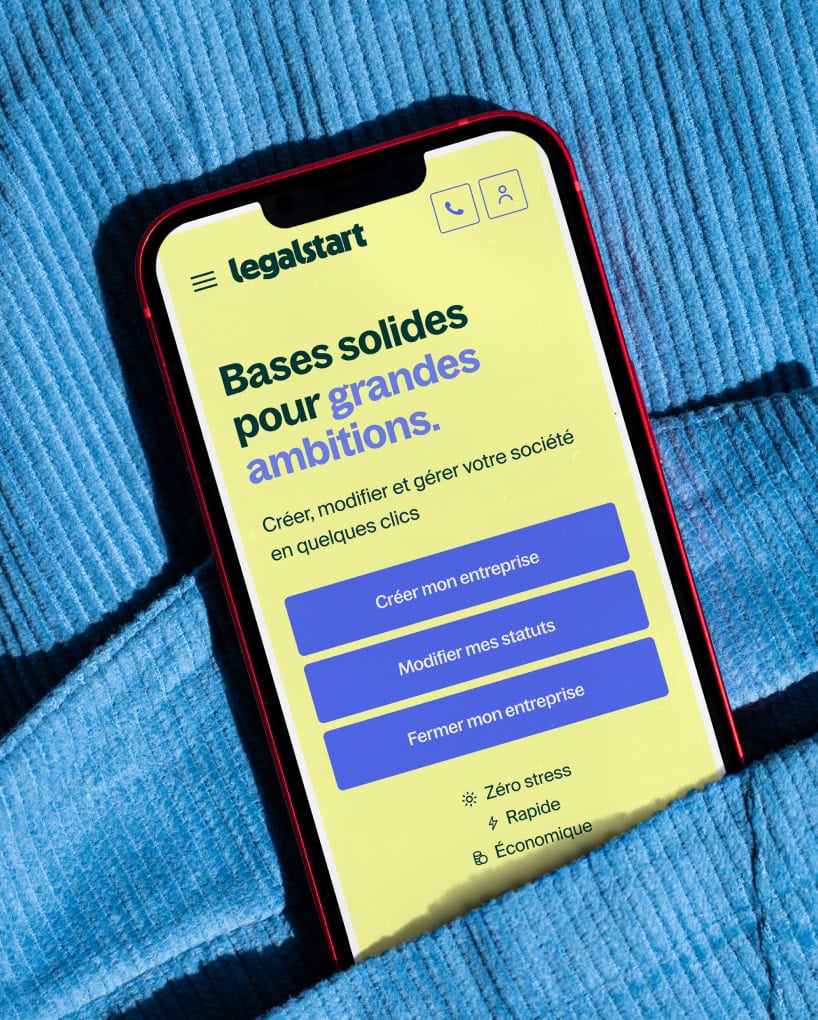 Mobile version interface design for Legalstart, French legal tech that helps entrepreneurs
