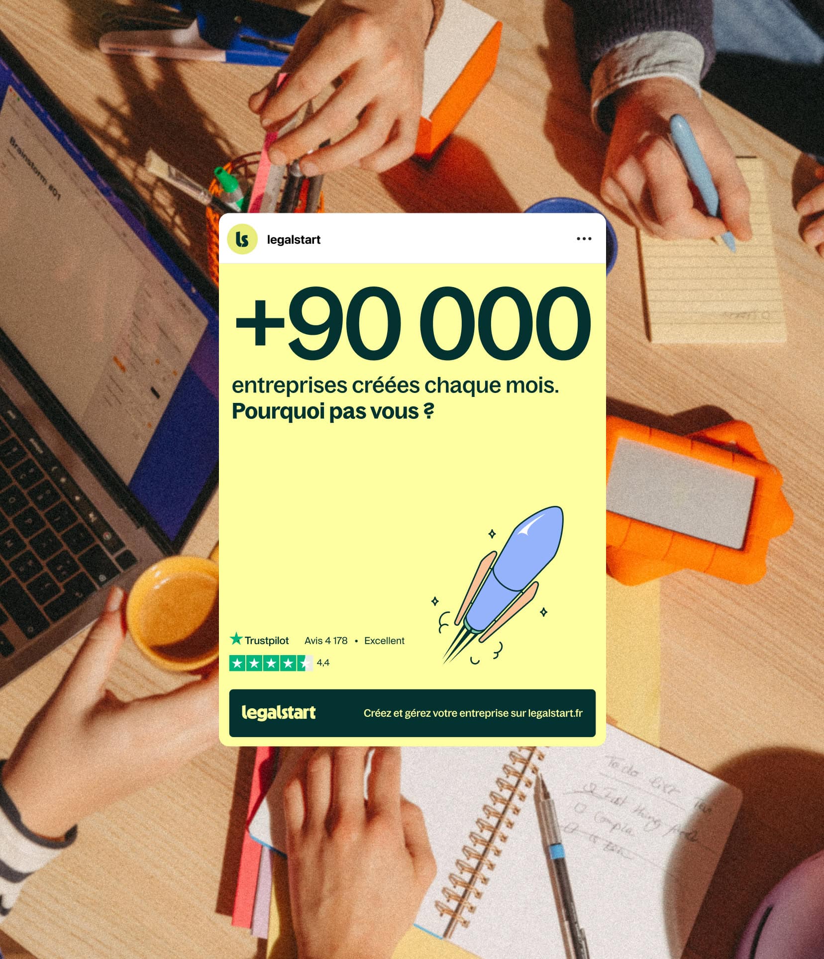Social media Instagram ad design for Legalstart, French legal tech that helps entrepreneurs