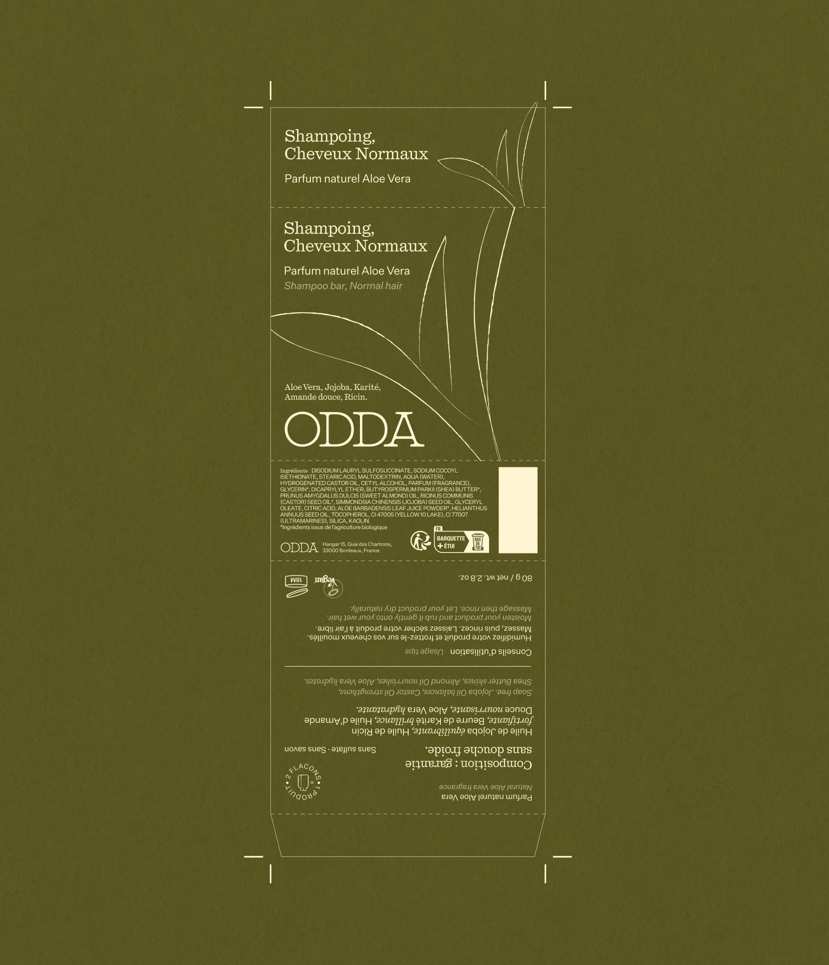 Packaging skeleton design for Odda Cosmetics, a natural beauty brand