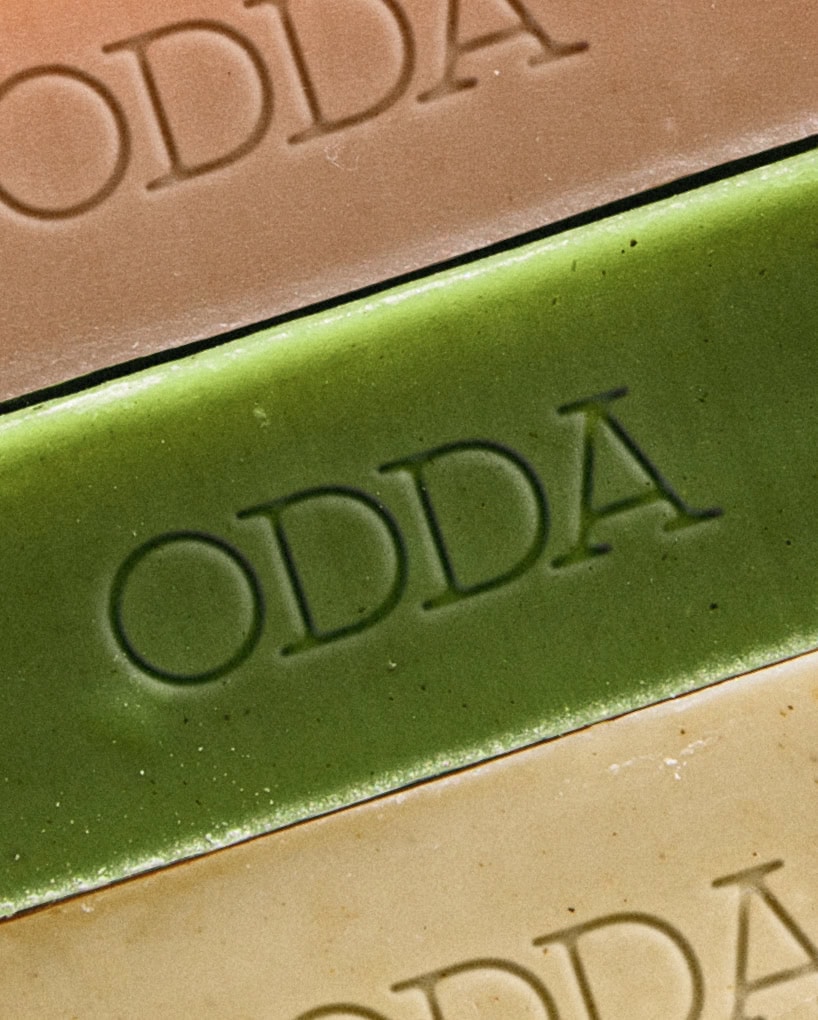 Embossed soap bars with logotype for Odda Cosmetics, a natural beauty brand