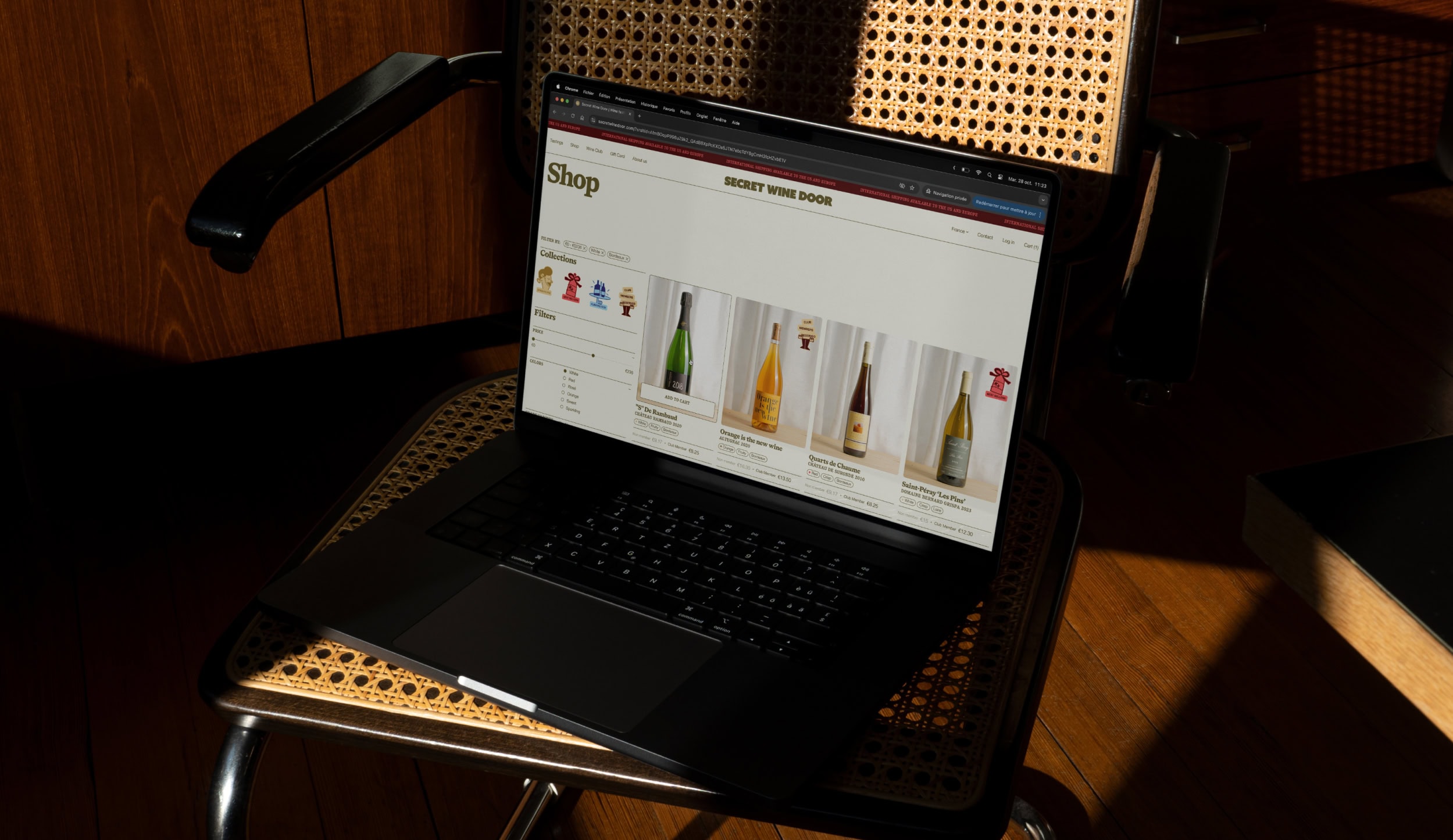 E-shop website design for Secret Wine Door, wine tastings and wine club delivery