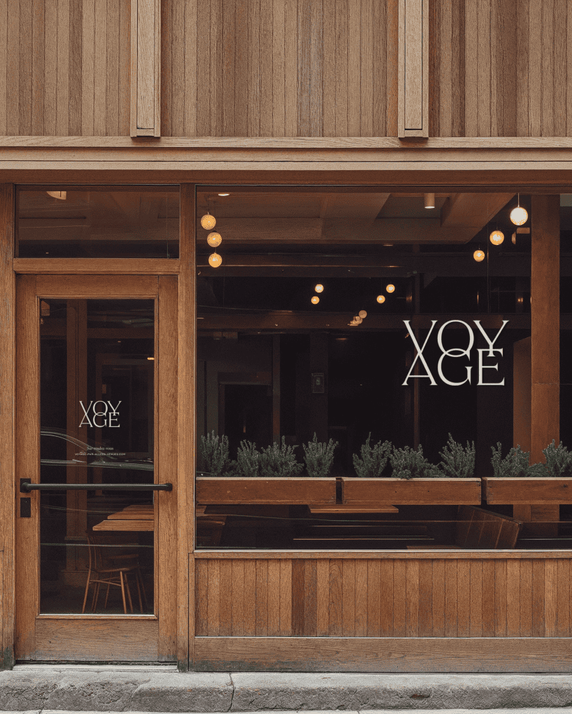 Storefront design for Voyage parAllees Venues luxury travel agency