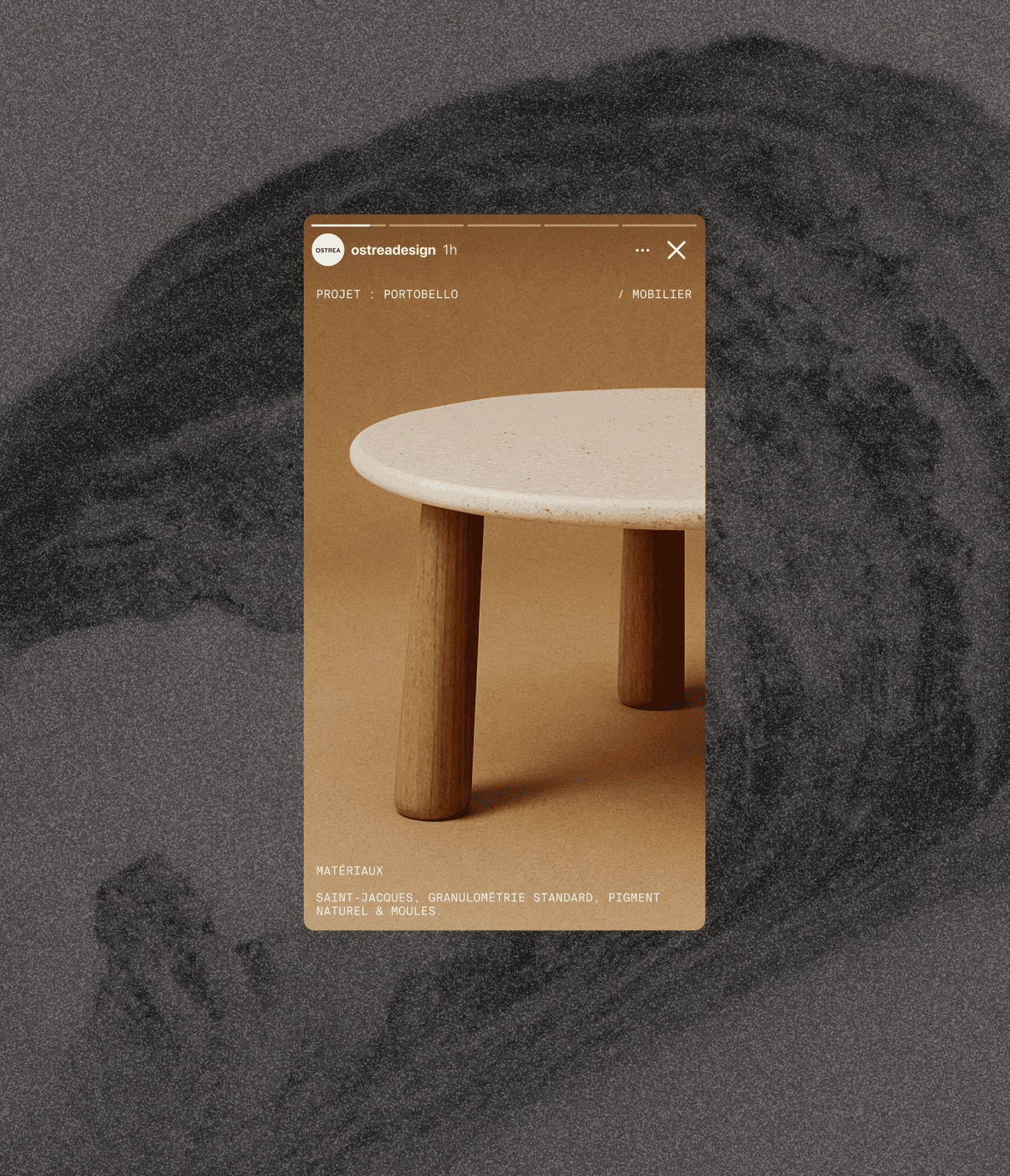 Social media Instagram story design for Ostrea, materials from the sea brand