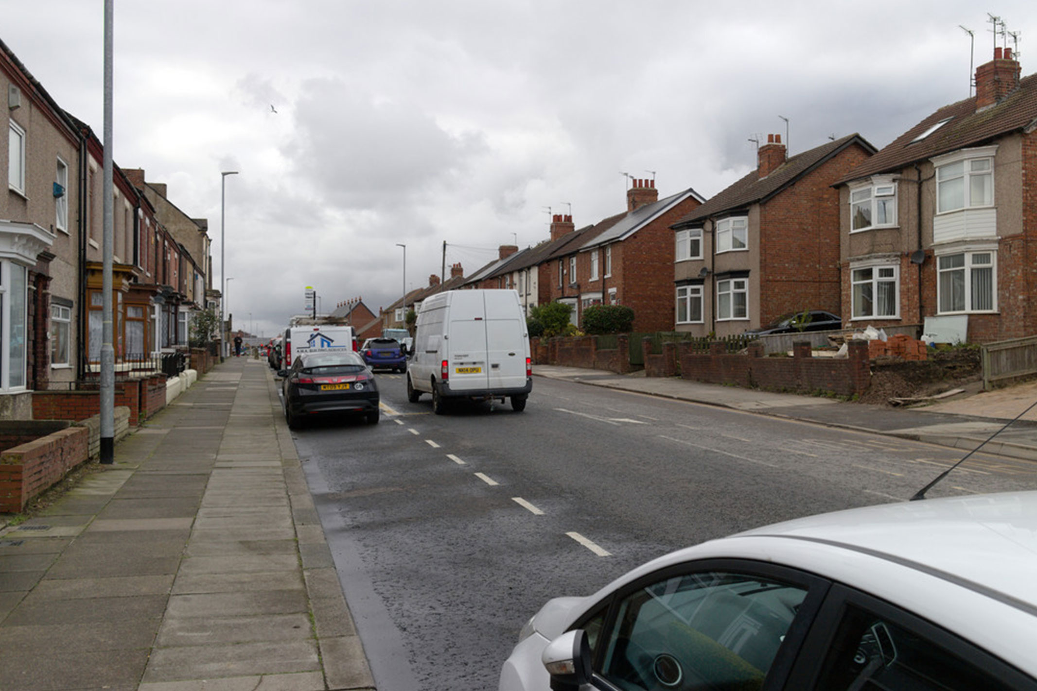 Residential houses on Haughton Road in Darlington, County Durham, in the North East of England.