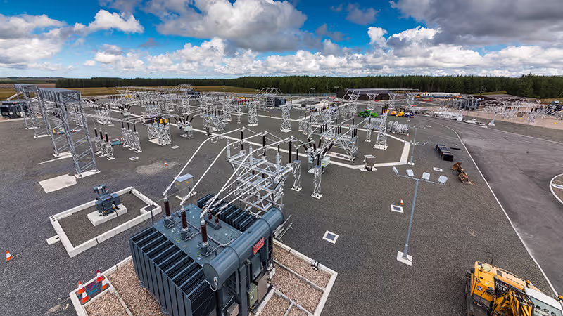 Timelapse Construction Photography of a Substation.