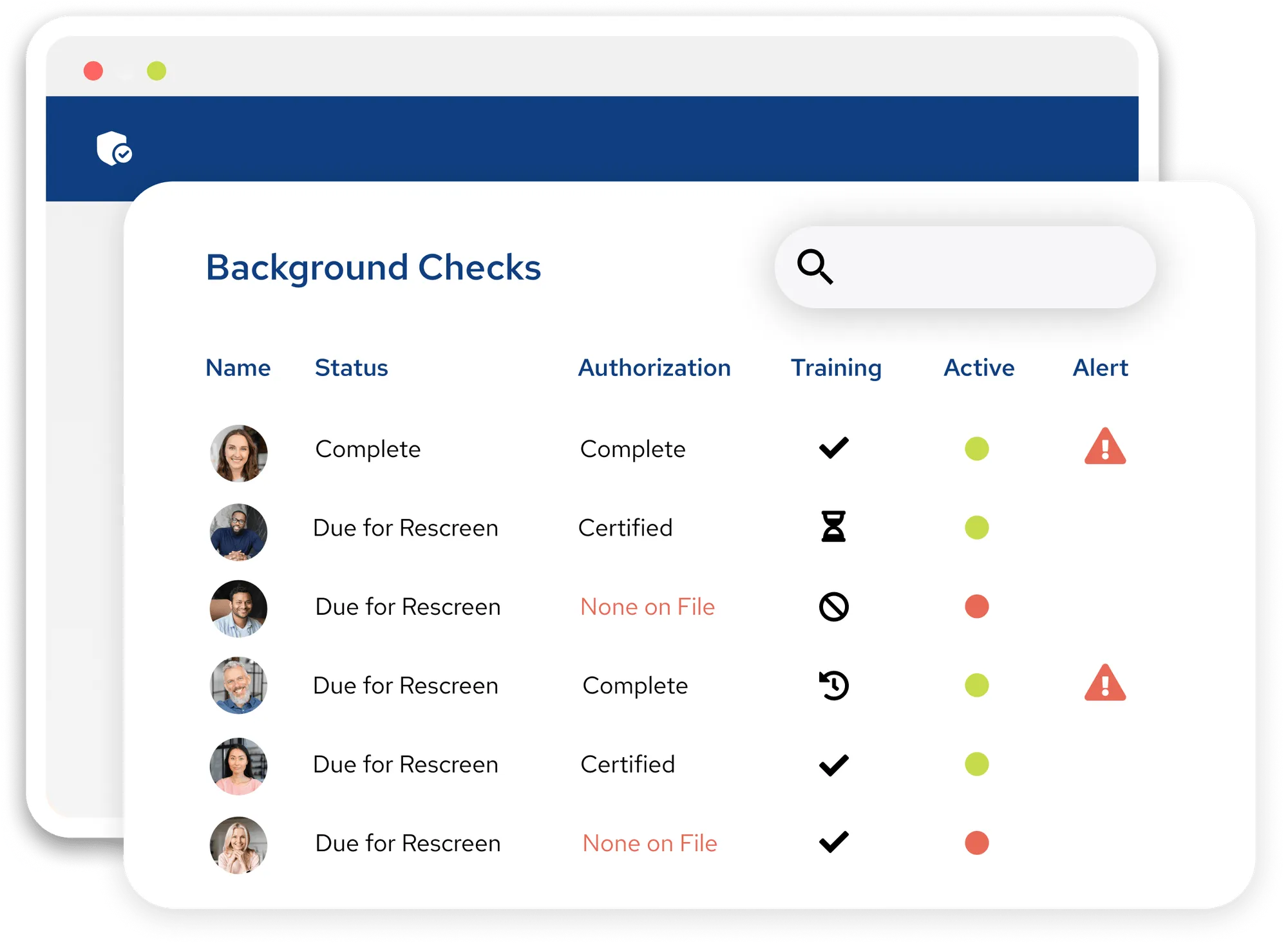 Dashboard showing Background checks