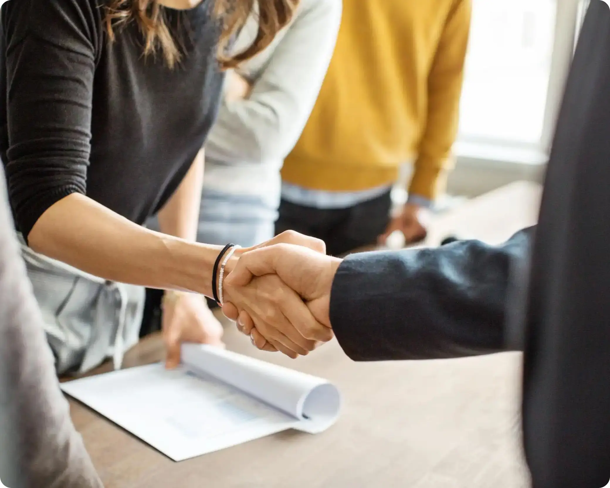 An agreement handshake 