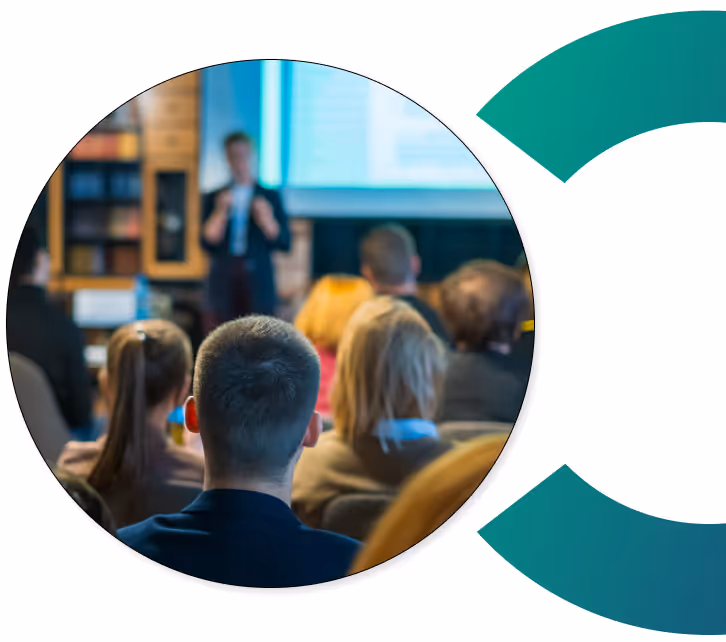 speakers at conference in a graphic