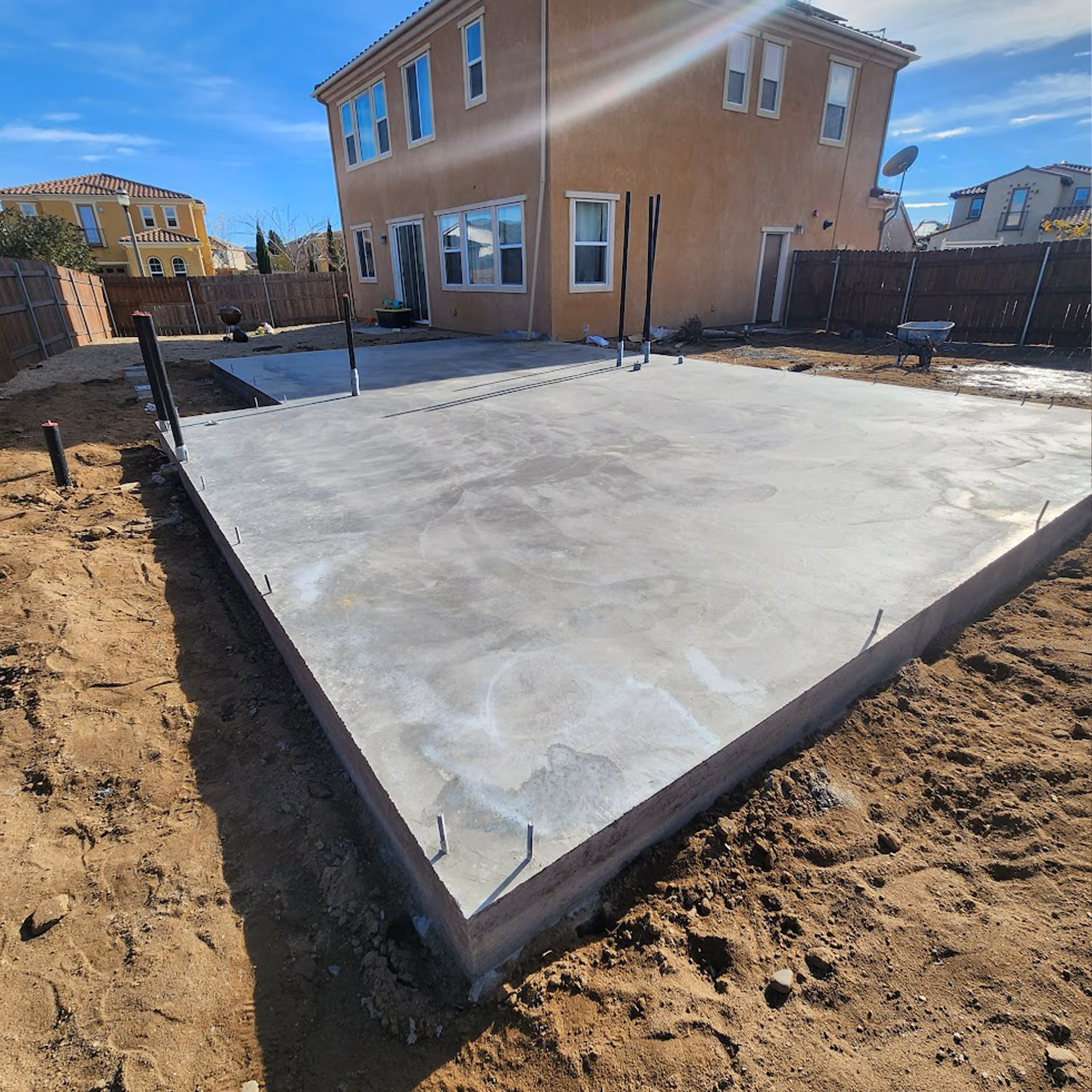 Concrete foundation pour for new home addition project in Santa Maria, California.