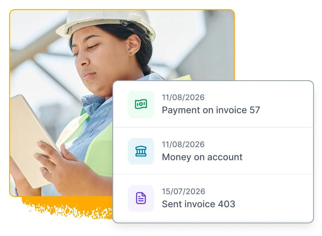 A site professional viewing linked invoice and payment activity.