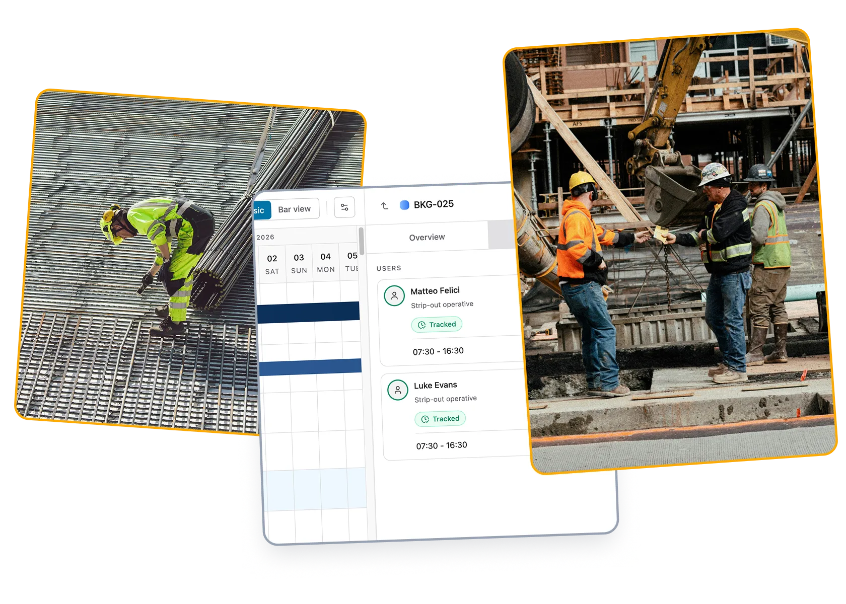 Booking attendance and site records connected to scheduled work.