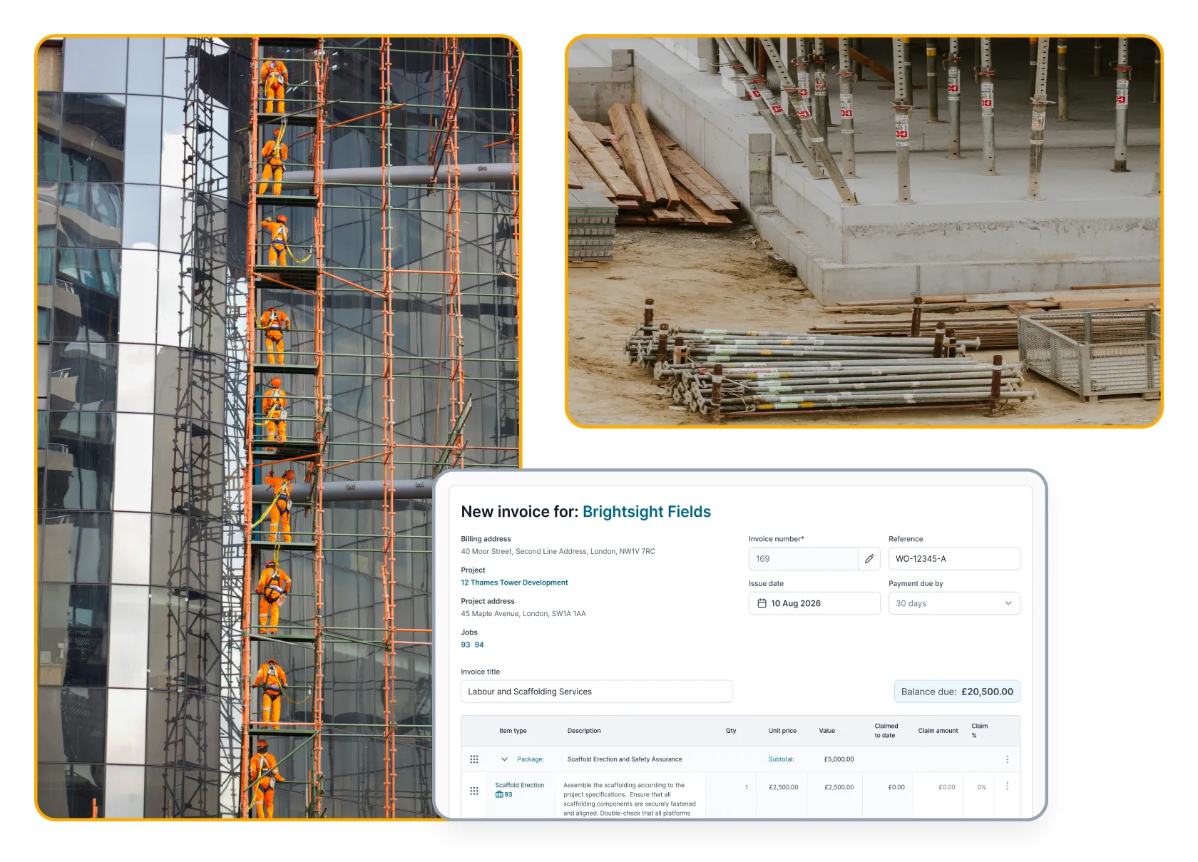 Multiple project jobs consolidated into one invoice.