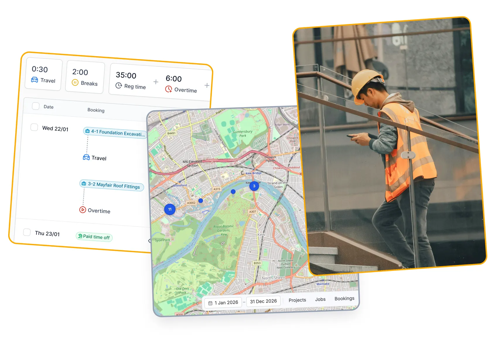 Location-backed time entries in iPro Suite.