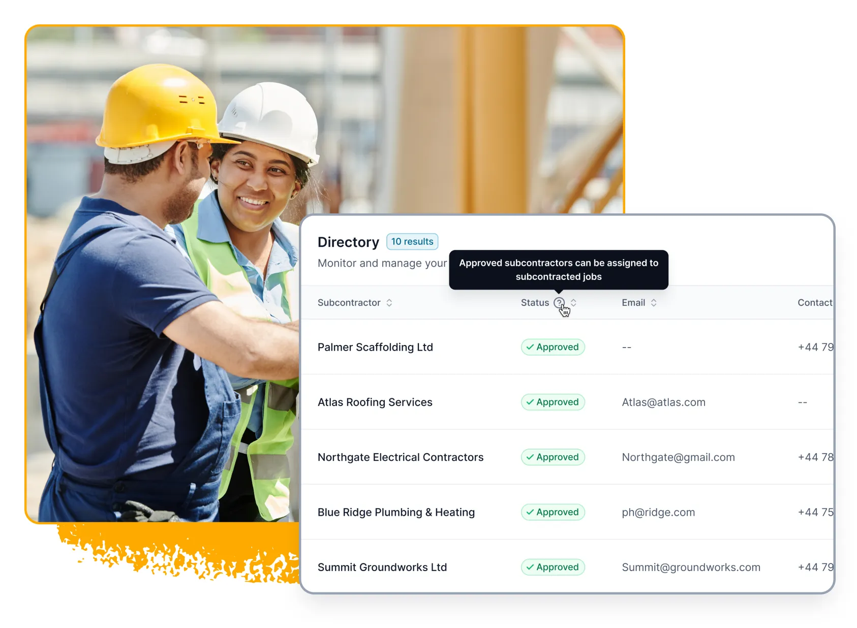 Subcontractor performance record in iPro Suite.