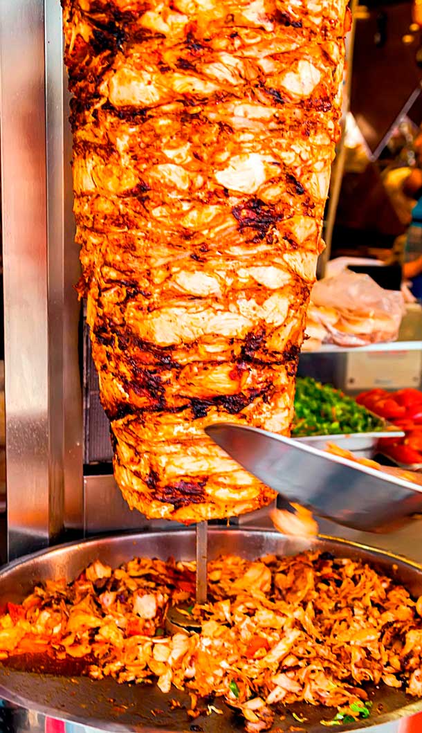 shawarma of chicken on a spit
