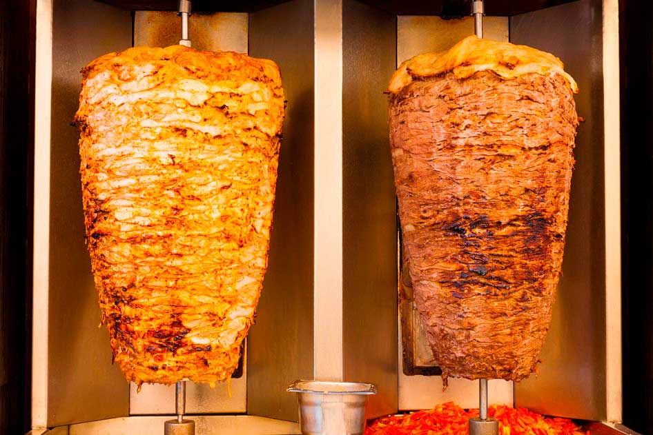 shawarma of chicken on a spit