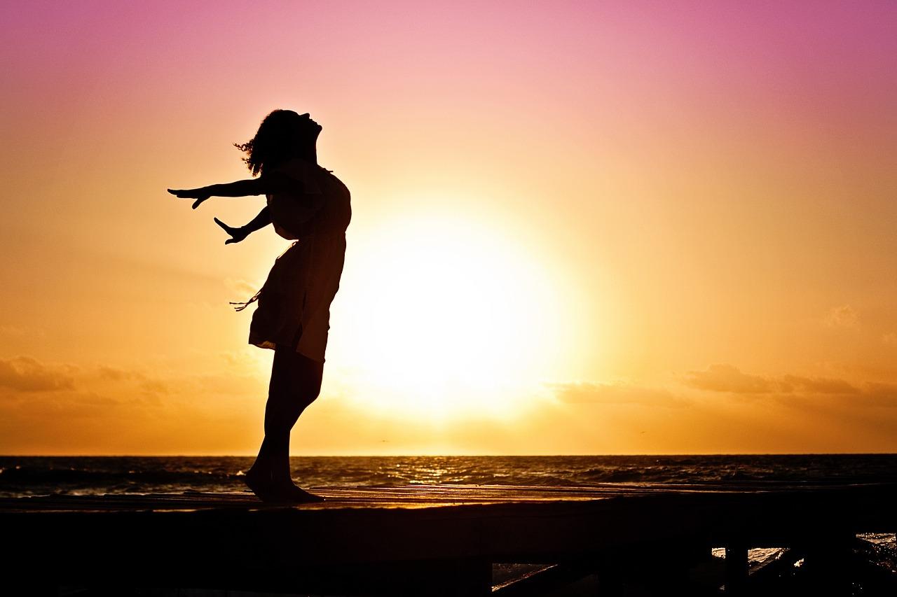 Mujer, Silueta, Atardecer, Playa, Mar