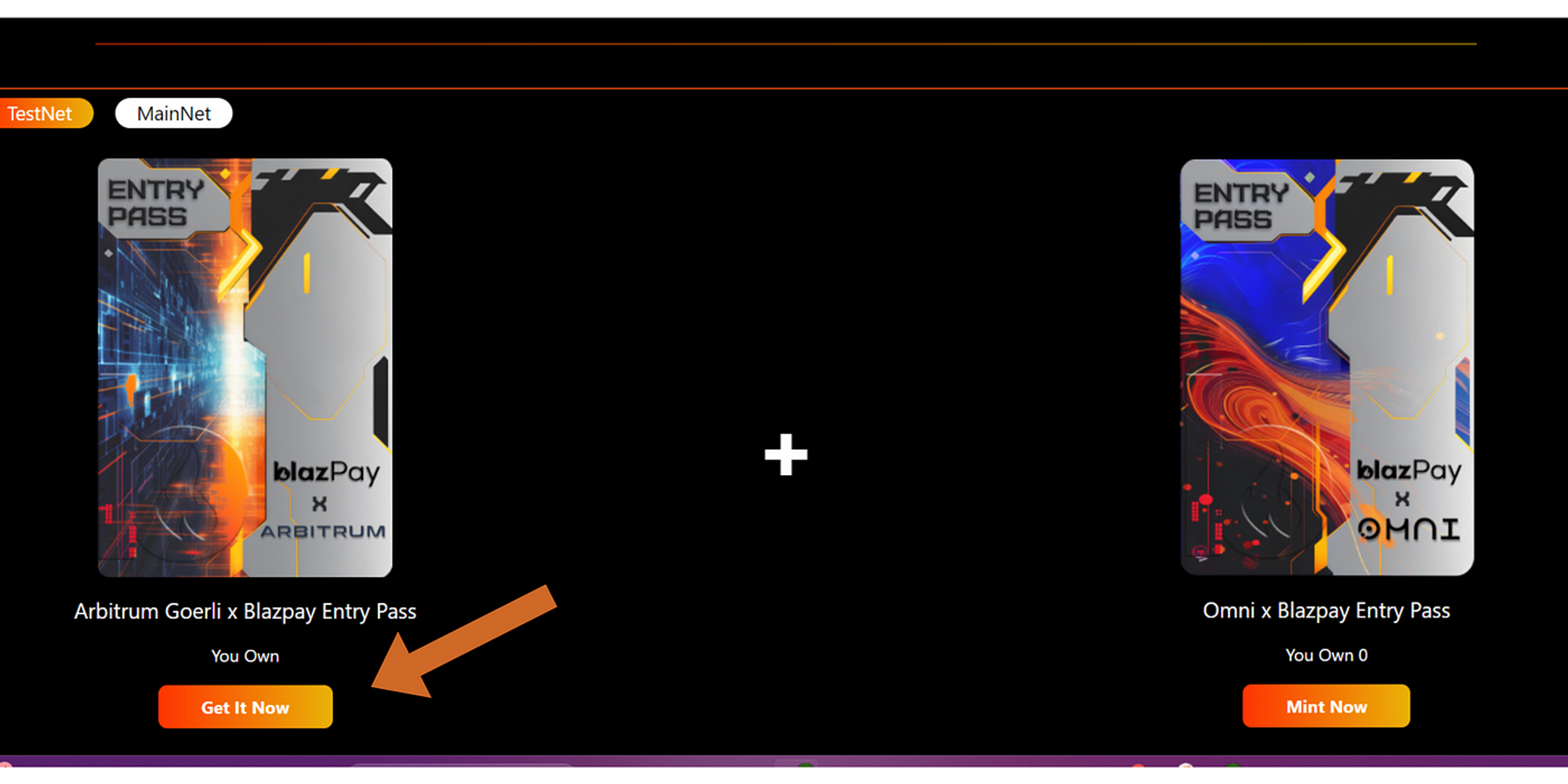 Connect your wallet and the claim 1st half of Omni Entrypass on Arbitrum by clicking on “Get it now.”