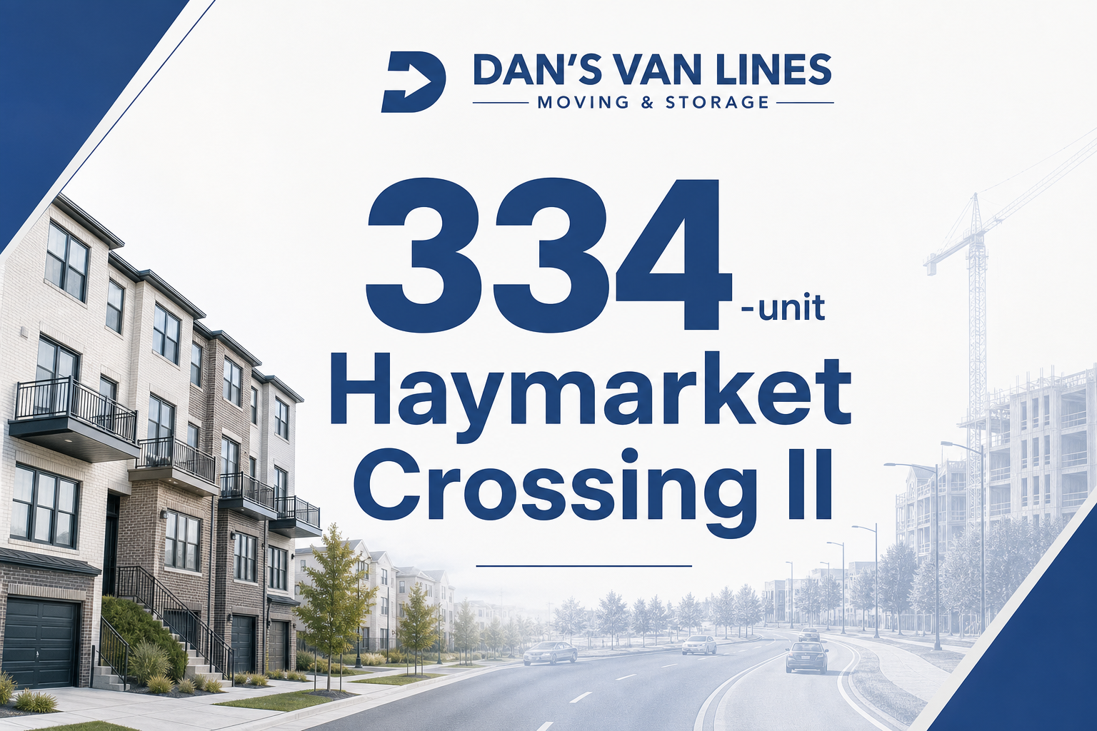 334-unit Haymarket Crossing II highlighted over a residential development corridor with townhomes and commuter roads