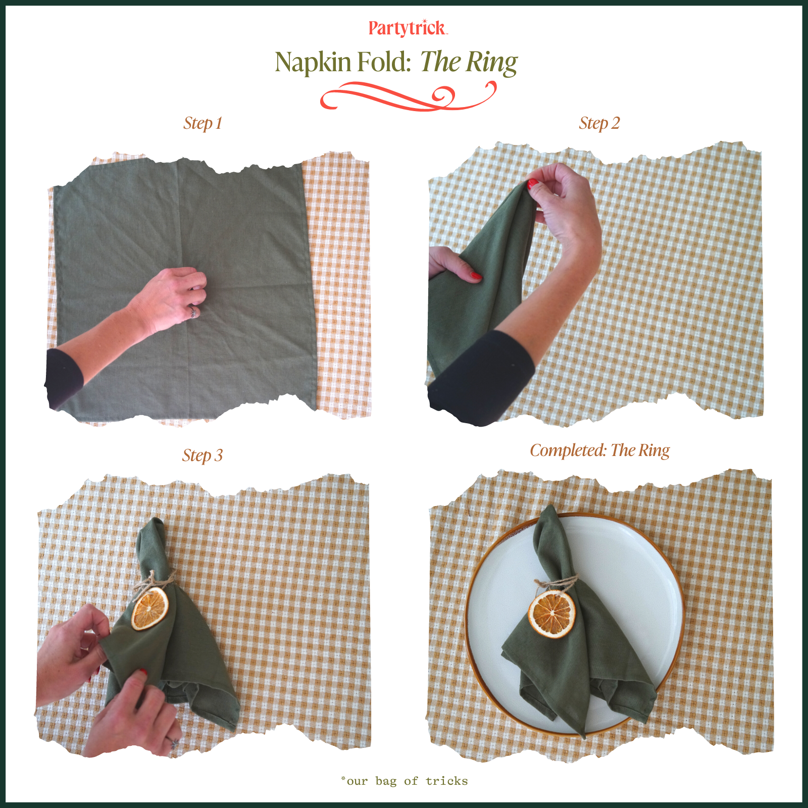 How to fold a napkin into a ring