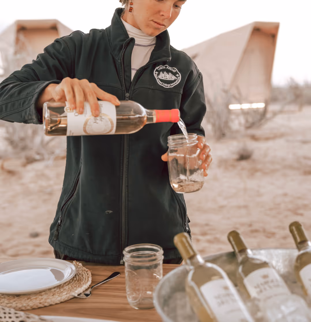 Wine service at Magdalena Bay, Mexico