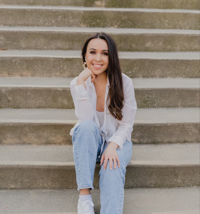 Jacqueline Genova on stairs in Greenville