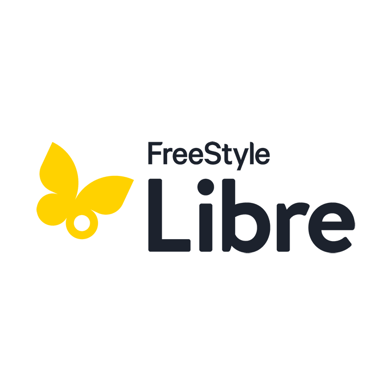 FreeStyle Libre logo with yellow butterfly icon.