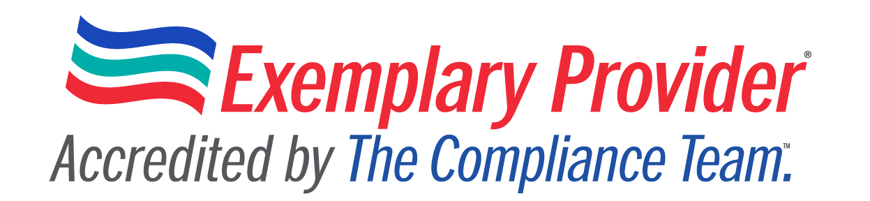Exemplary Provider logo with text Accredited by The Compliance Team.