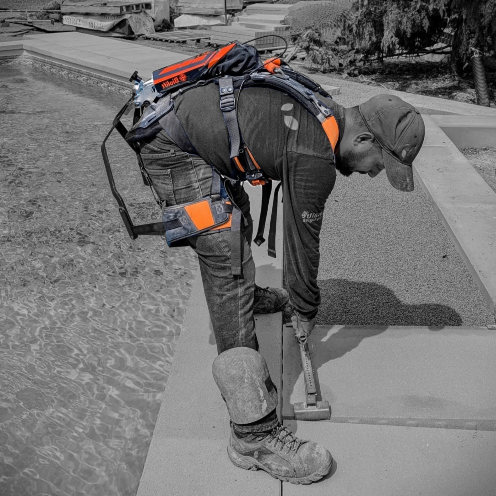 worker using exoskeleton