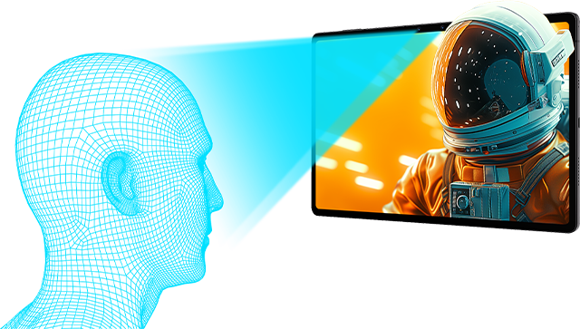 Eye-tracking to direct light beams to the individual eyes and create stereo vision.