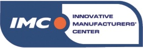 Logo of IMC Innovative Manufacturers Center with blue background and orange dot.