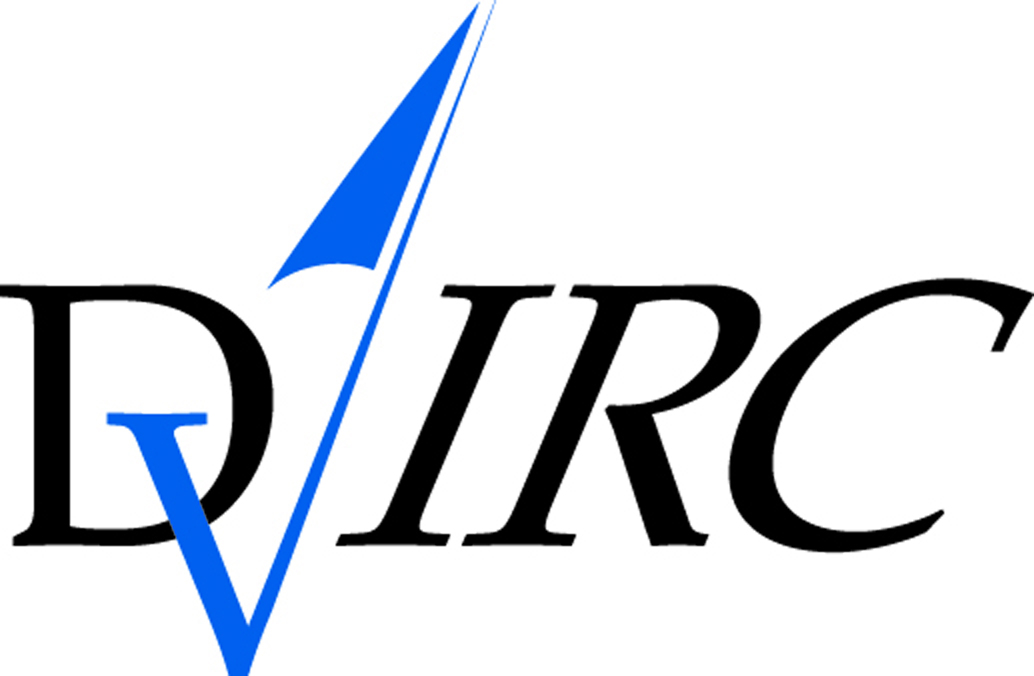 DVIRC logo with stylized blue letter V forming a triangular shape extending upwards.