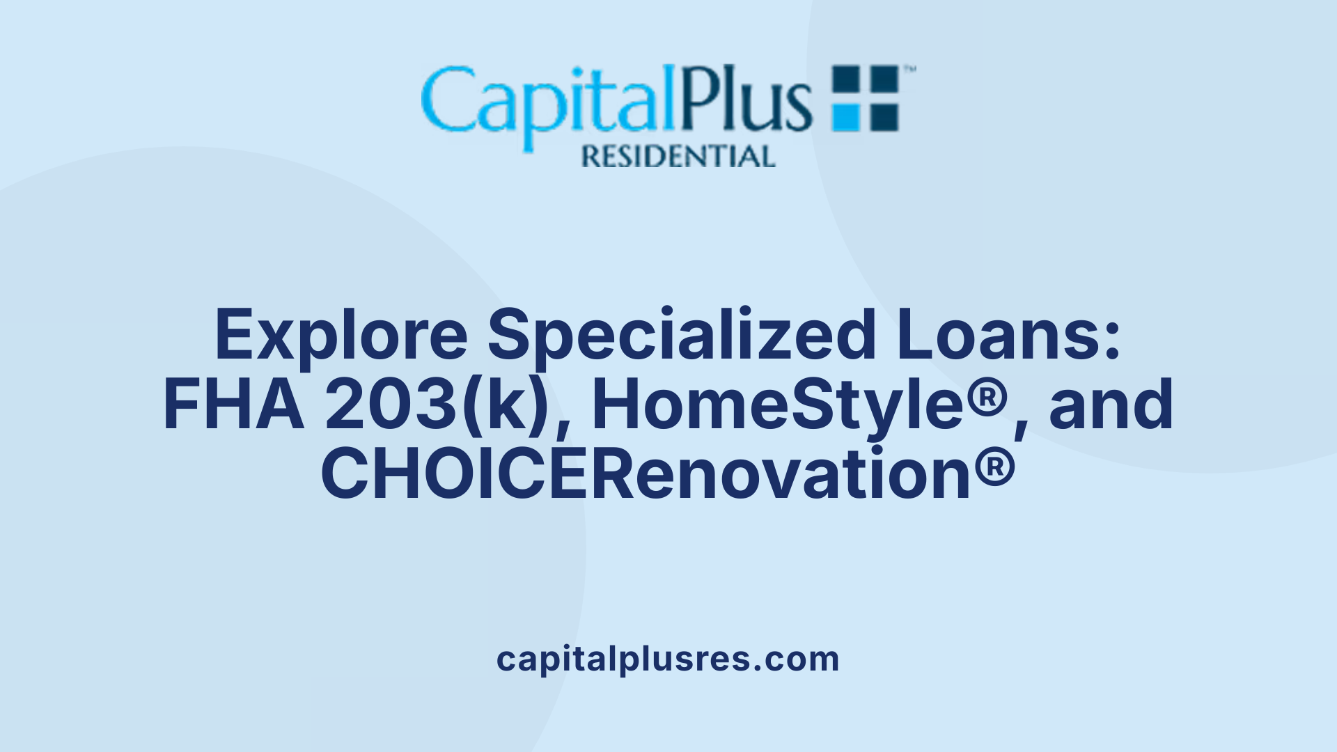 Explore Specialized Loans: FHA 203(k), HomeStyle®, and CHOICERenovation®