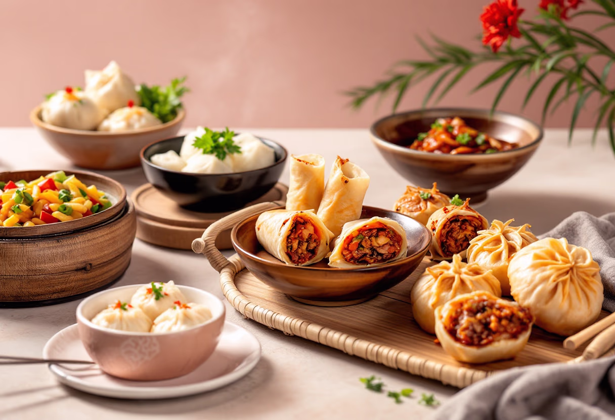 image of a variety of appetizers for a chinese restaurant