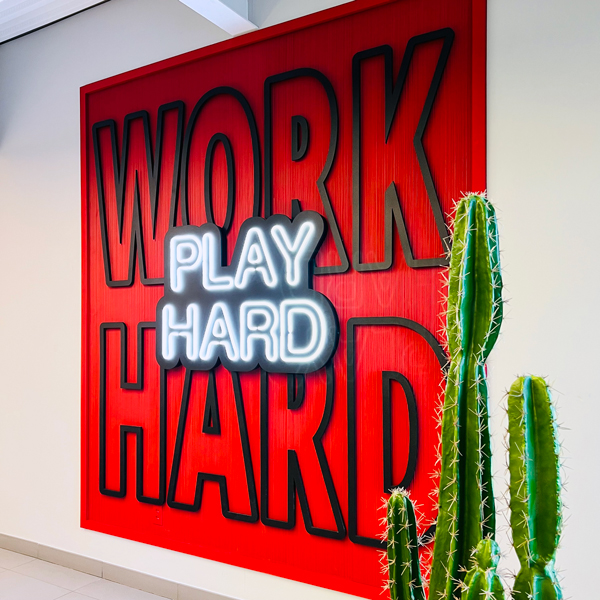 TTCU Mural Branch Art - Work Hard Play Hard