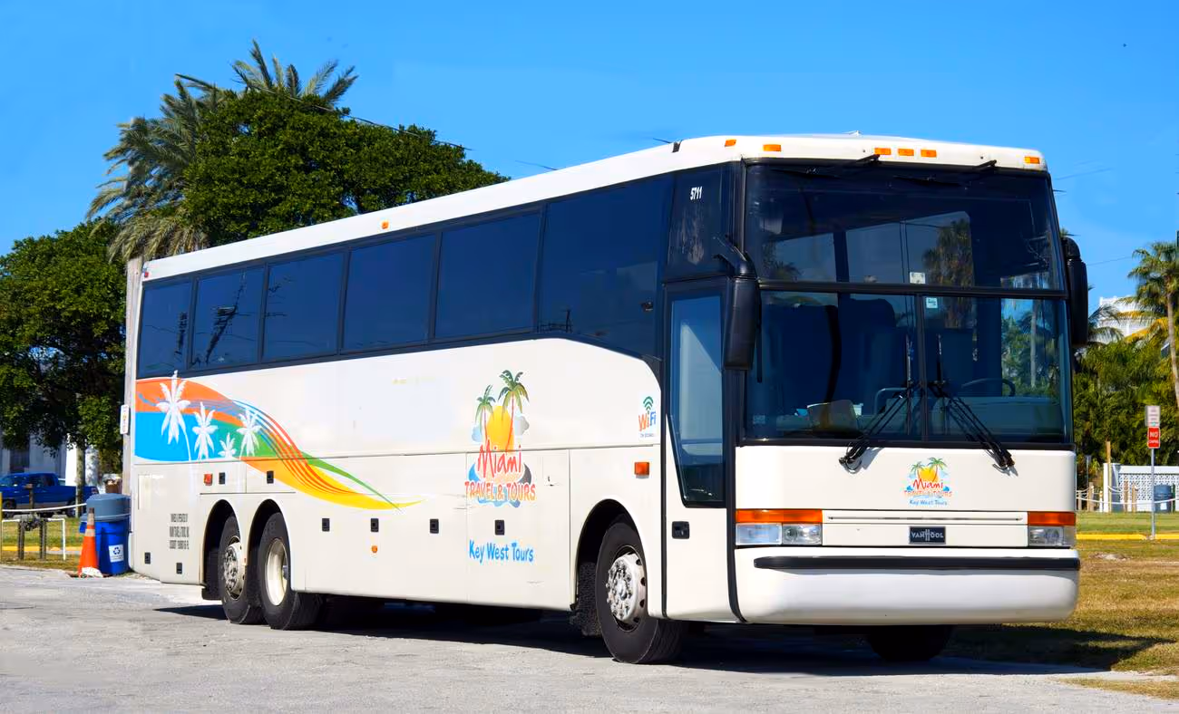 Tour bus from Miami parked in Key West