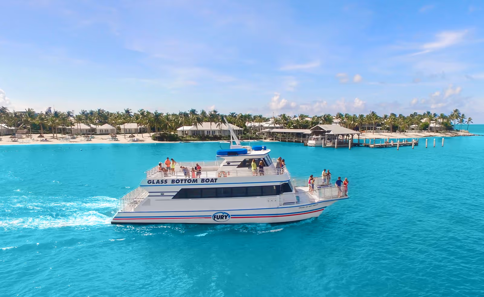 Glass-bottom boat ride leaving the dock