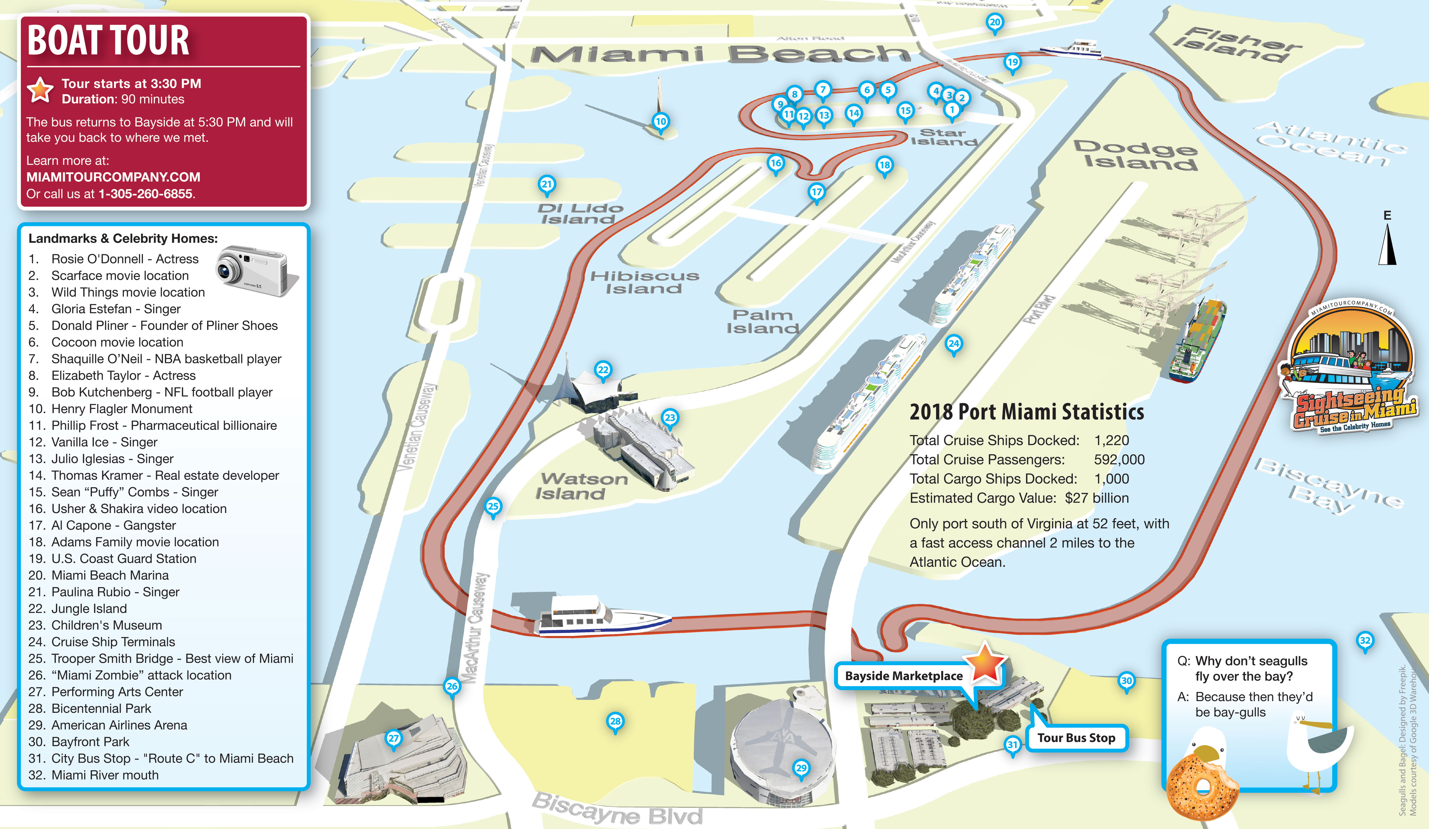 Tour map of the Star Island Boat Cruise