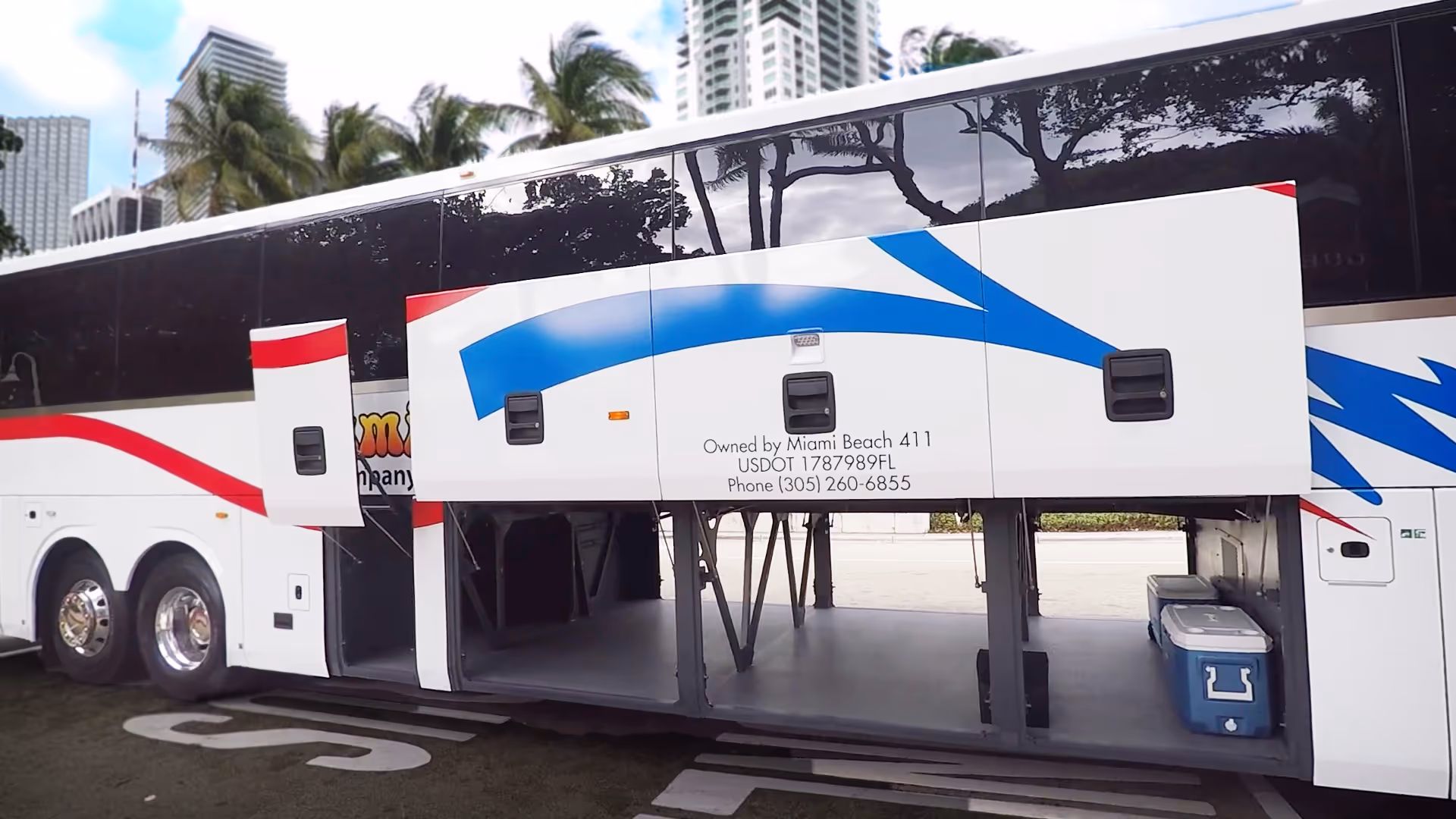 The luggage Bay of our 40 passenger bus