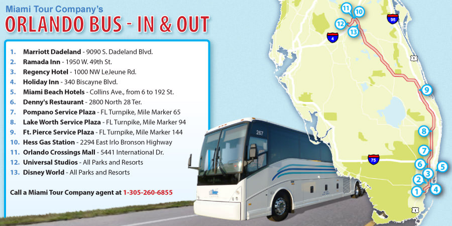 Planifique su viaje: Mapa del viaje en autobús de Miami a Orlando