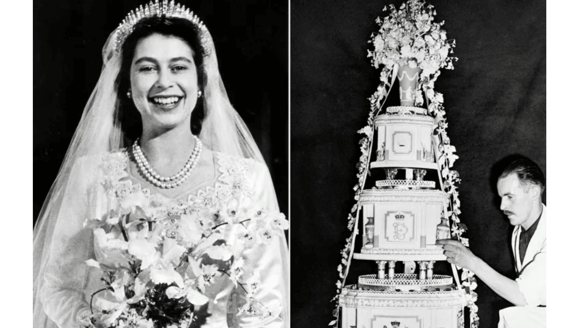 Queen Elizabeth wedding cake slice